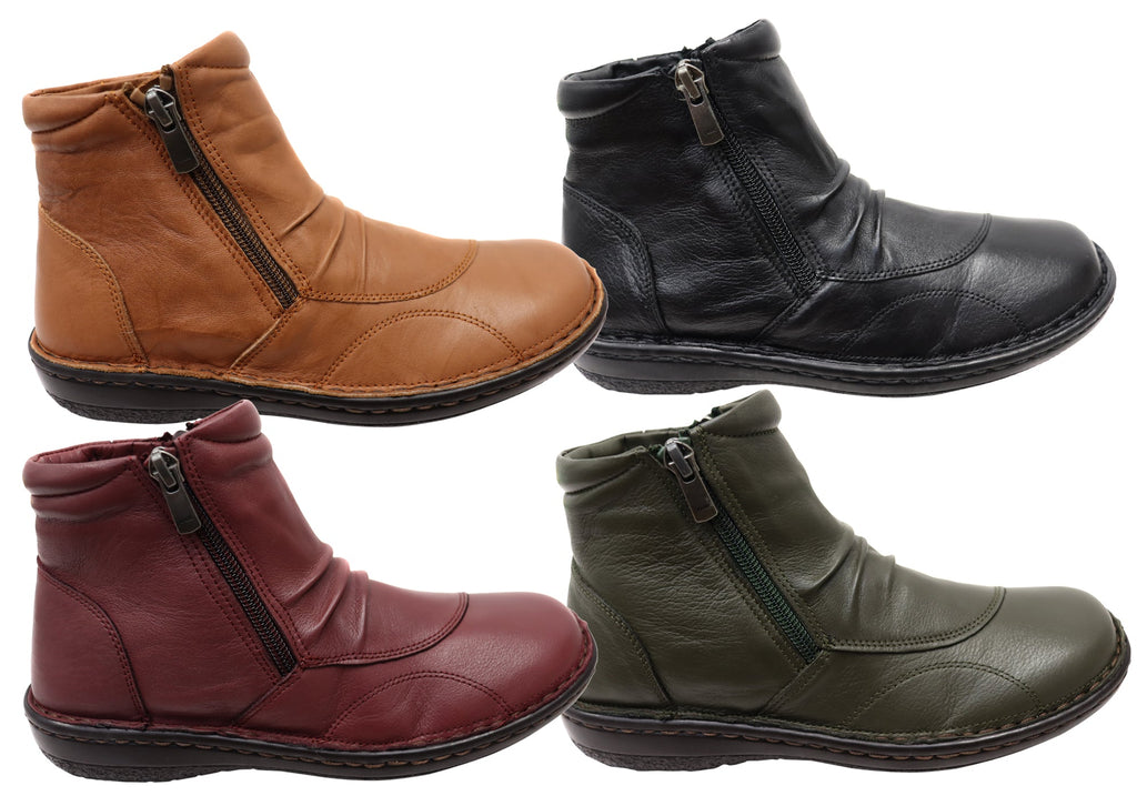 Talun Womens European Comfortable Leather Ankle Boots