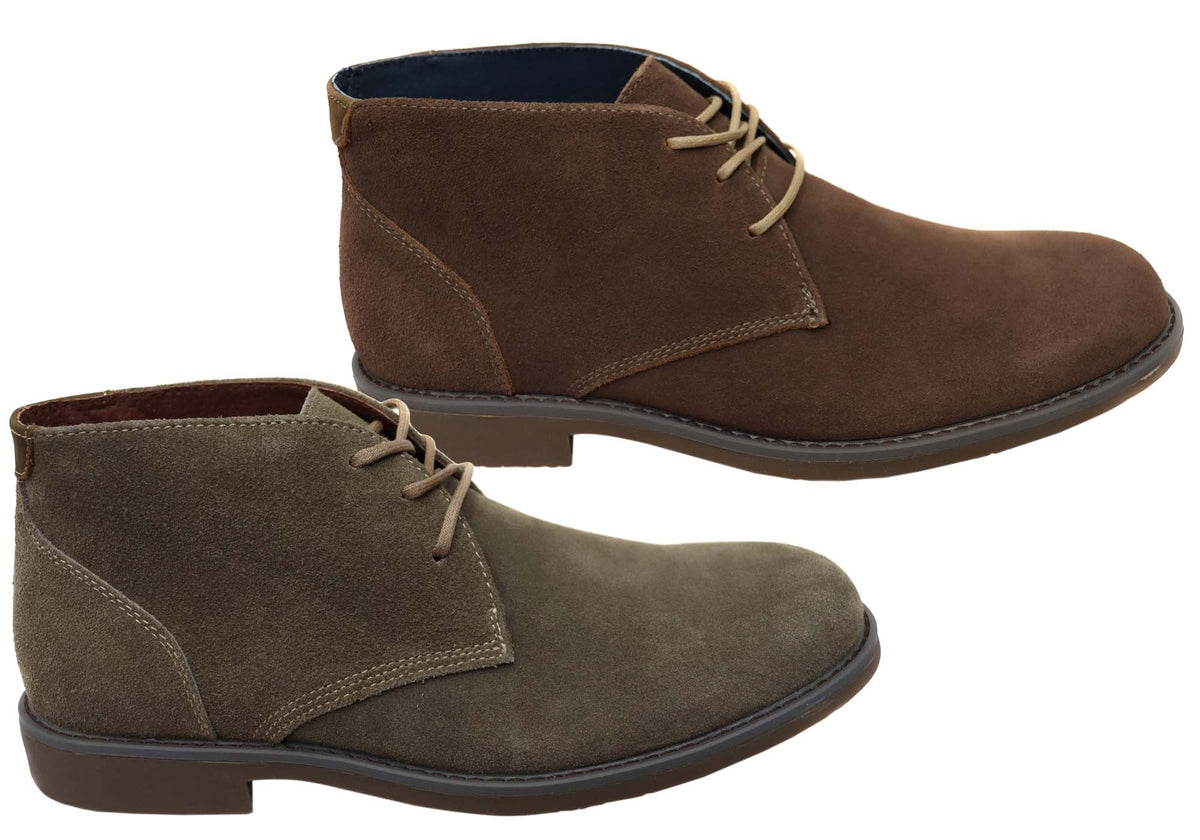 Terminal Mens Extra Wide Width Leather Suede Boots