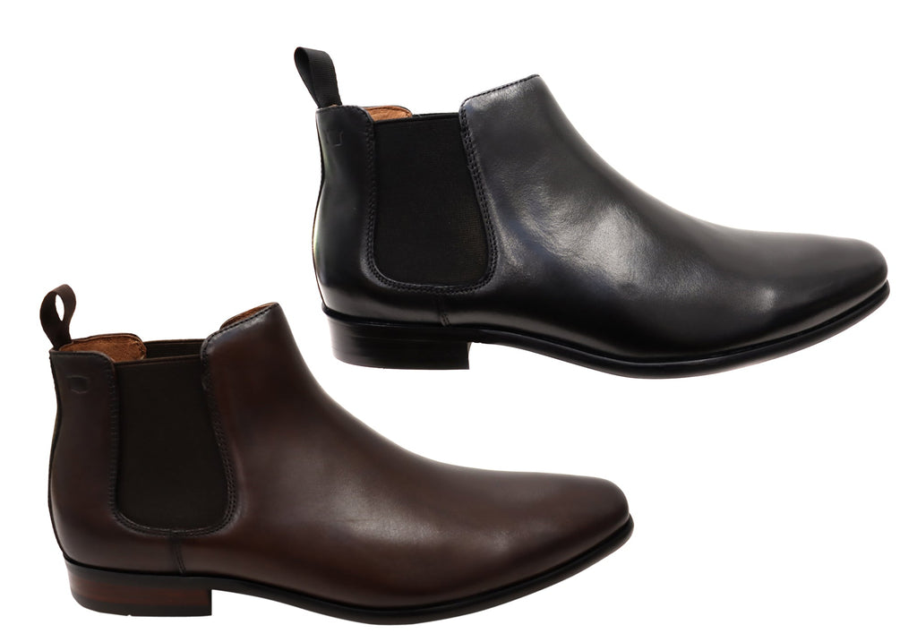 Mens EE Extra Wide Leather Barret Plain Toe Chelsea Boots
