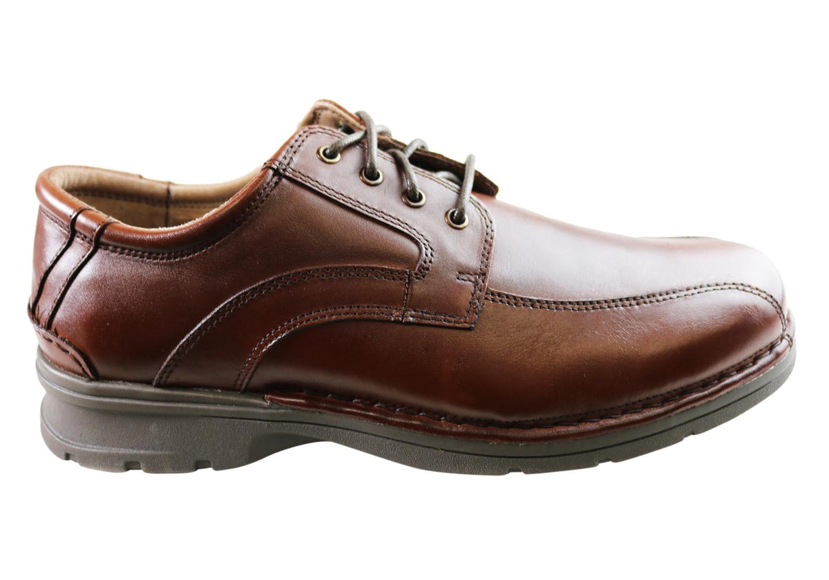 Lithgow Mens Leather Extra Wide Fit Comfortable Lace Up Shoes