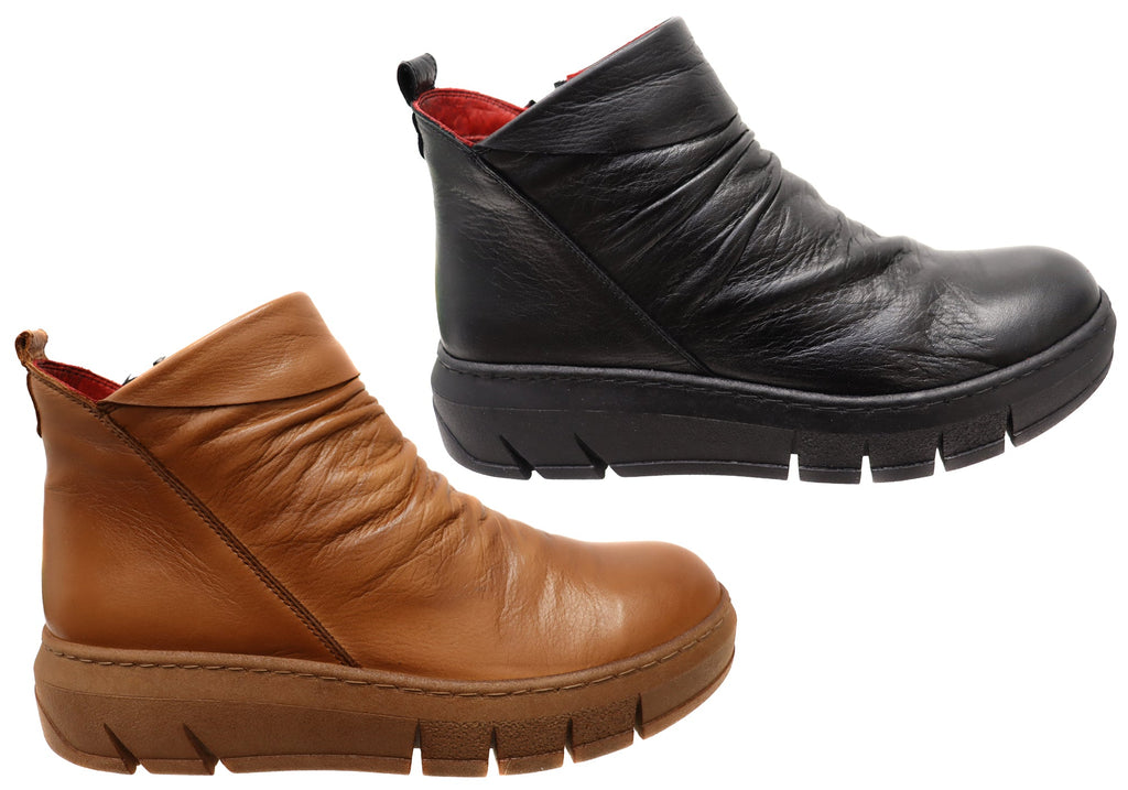 Tempo Womens European Comfort Leather Ankle Boots