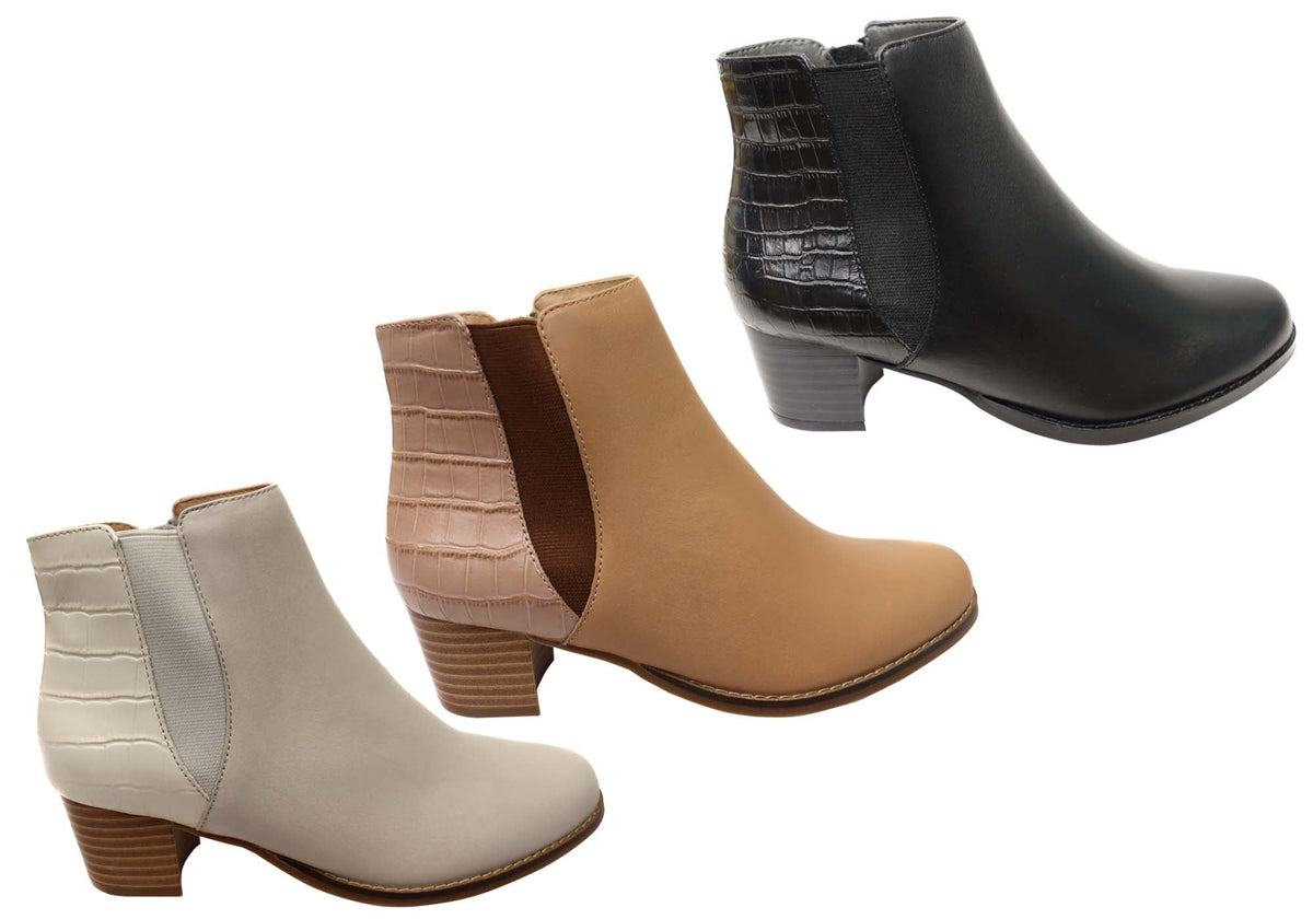 Heaven Womens Comfortable Leather Ankle Boots