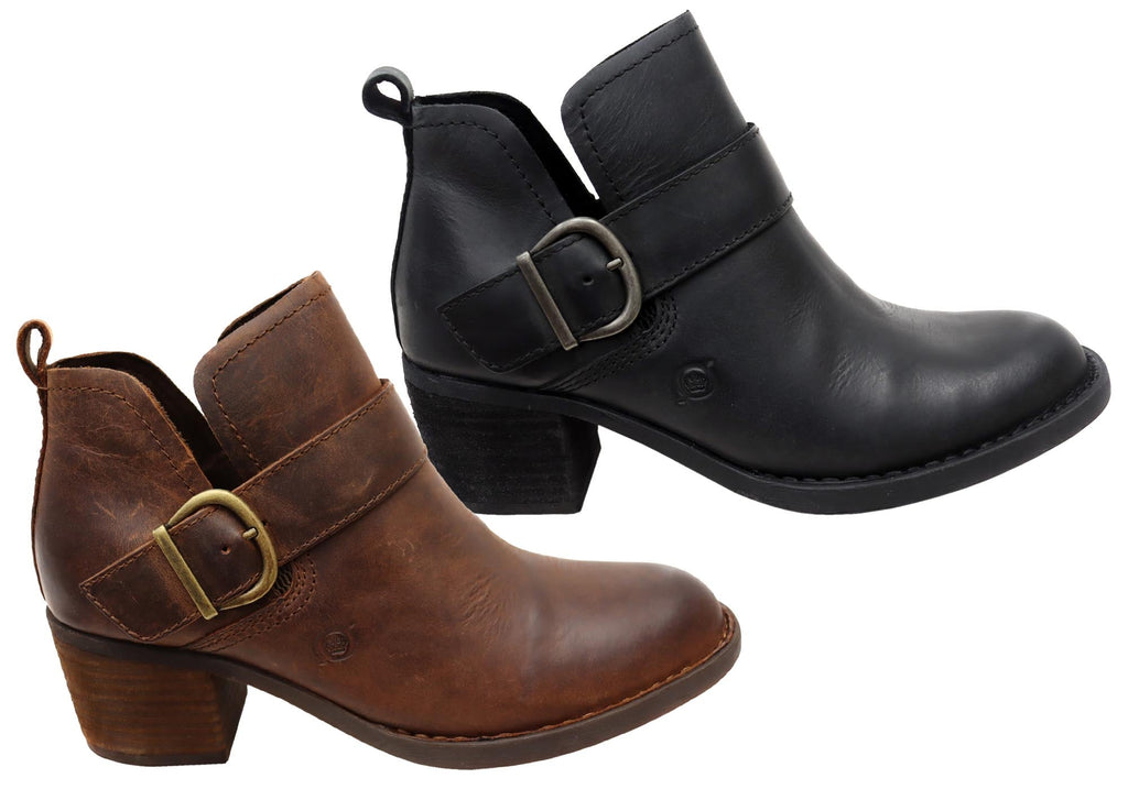 Royce Womens Comfortable Leather Mid Heel Ankle Boots