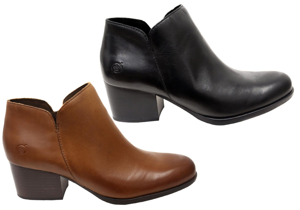 Kenzy Womens Comfortable Leather Mid Heel Ankle Boots