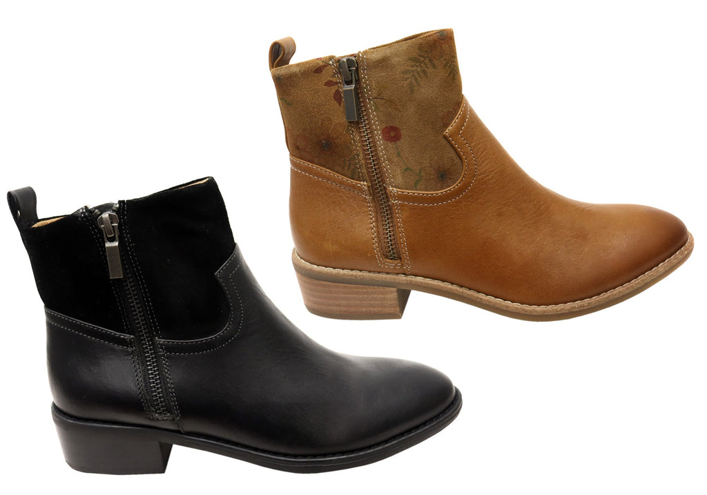 Carter Womens Wide Fit Comfortable Leather Ankle Boots