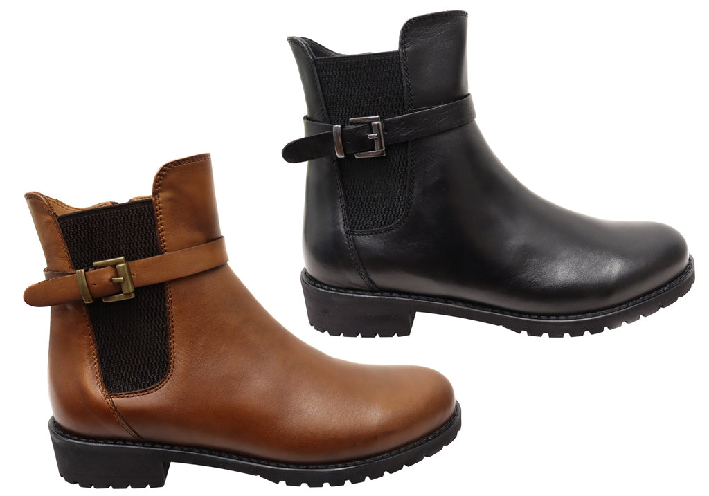 Hampton Womens European Comfortable Leather Ankle Boots