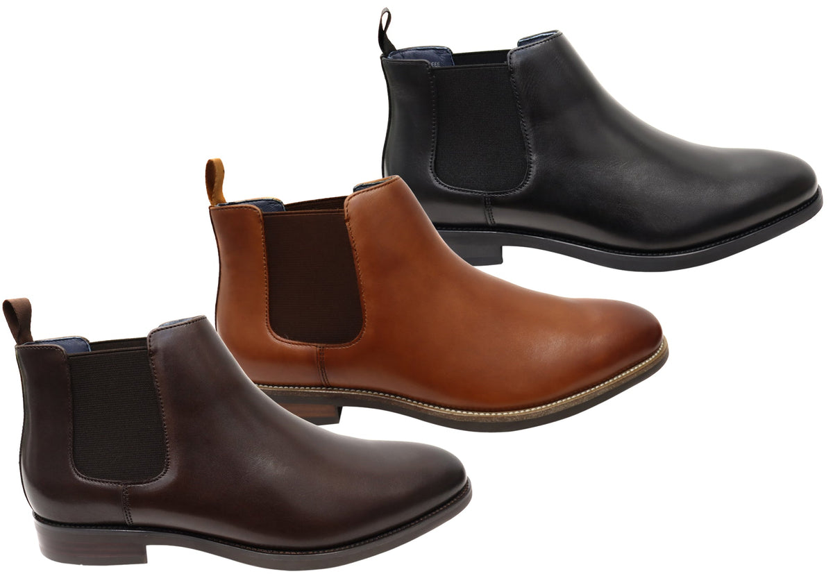 Mens EEE Triple Wide Leather Ceduna Plain Toe Chelsea Boots