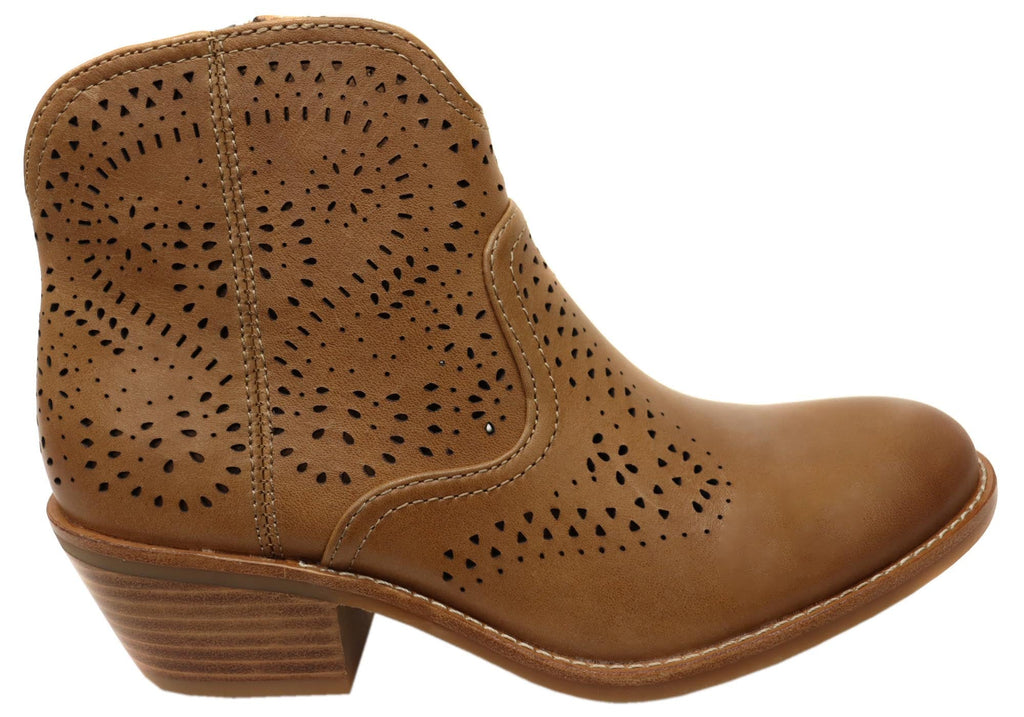 Alexia Womens Comfortable Leather Low Heel Ankle Boots
