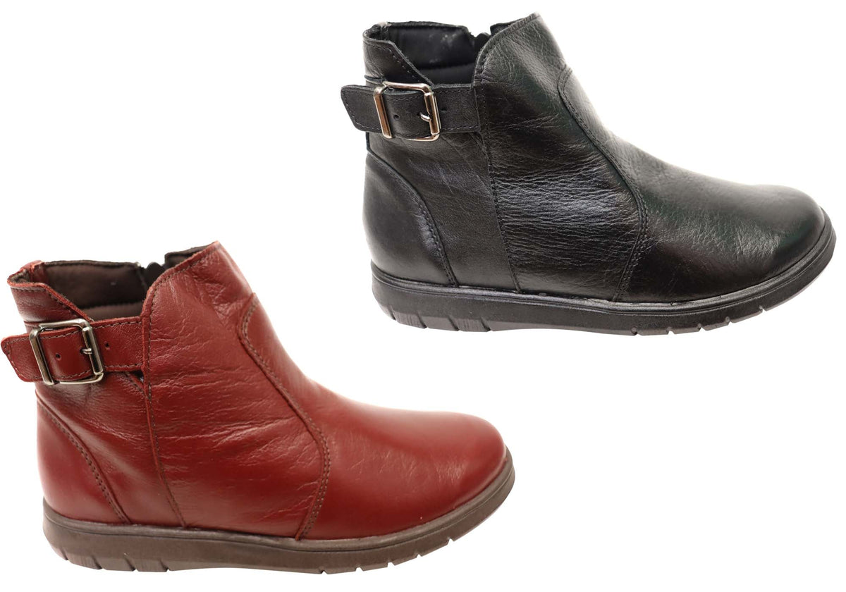 Cora Womens Comfortable Leather Ankle Boots Made In Brazil