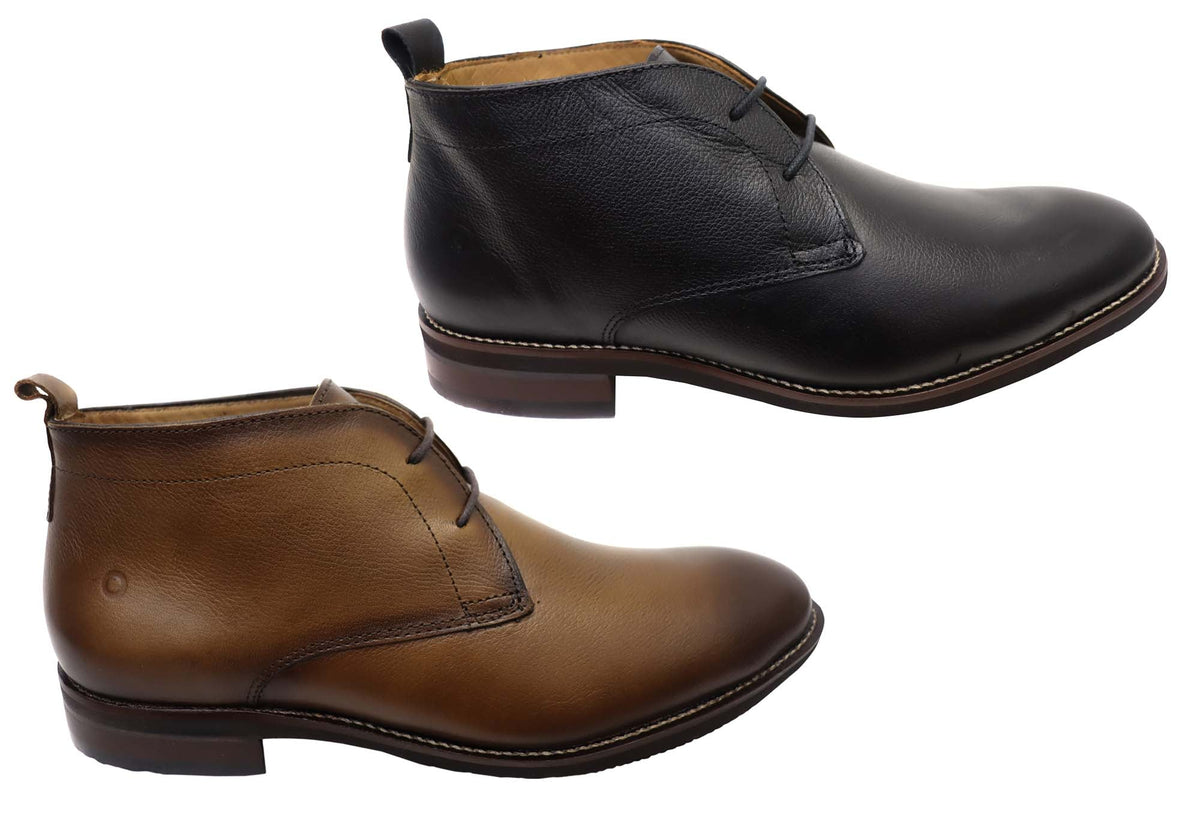 Ridge Mens Comfortable Leather Lace Up Boots Made In Brazil