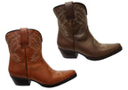 Edwina Womens Leather Western Cowboy Ankle Boots