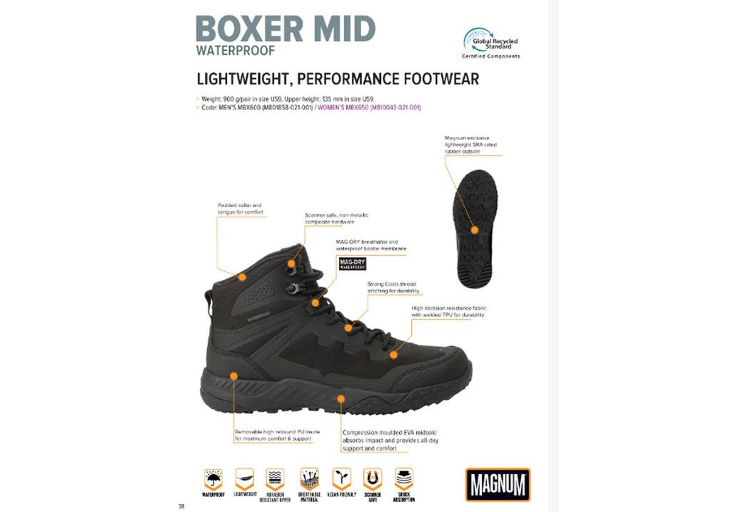 Womens Boxer Mid WP Comfortable Lace Up Boots
