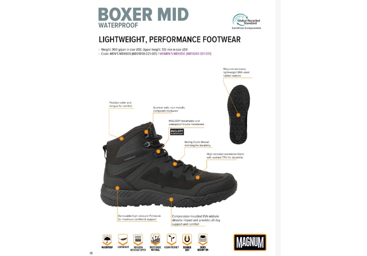 Womens Boxer Mid WP Comfortable Lace Up Boots
