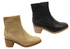 Superb Womens Leather Comfortable Mid Heel Ankle Boots