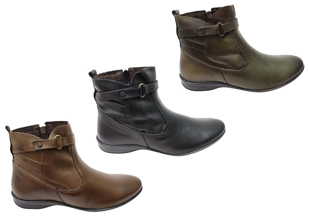 Lane Womens Comfortable Leather Ankle Boots Made In Brazil