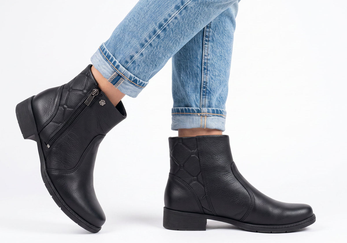 Angela Womens Comfortable Leather Brazilian Ankle Boots