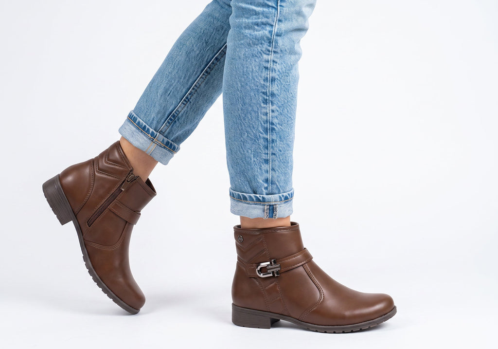 Candice Womens Comfortable Brazilian Low Heel Ankle Boots