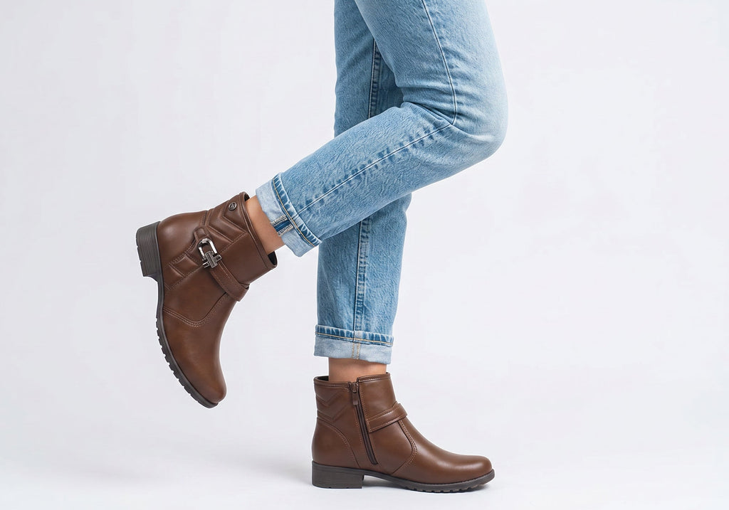 Candice Womens Comfortable Brazilian Low Heel Ankle Boots