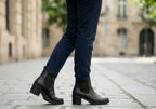 Hammond Womens Wide Fit Leather Mid Heel Ankle Boots