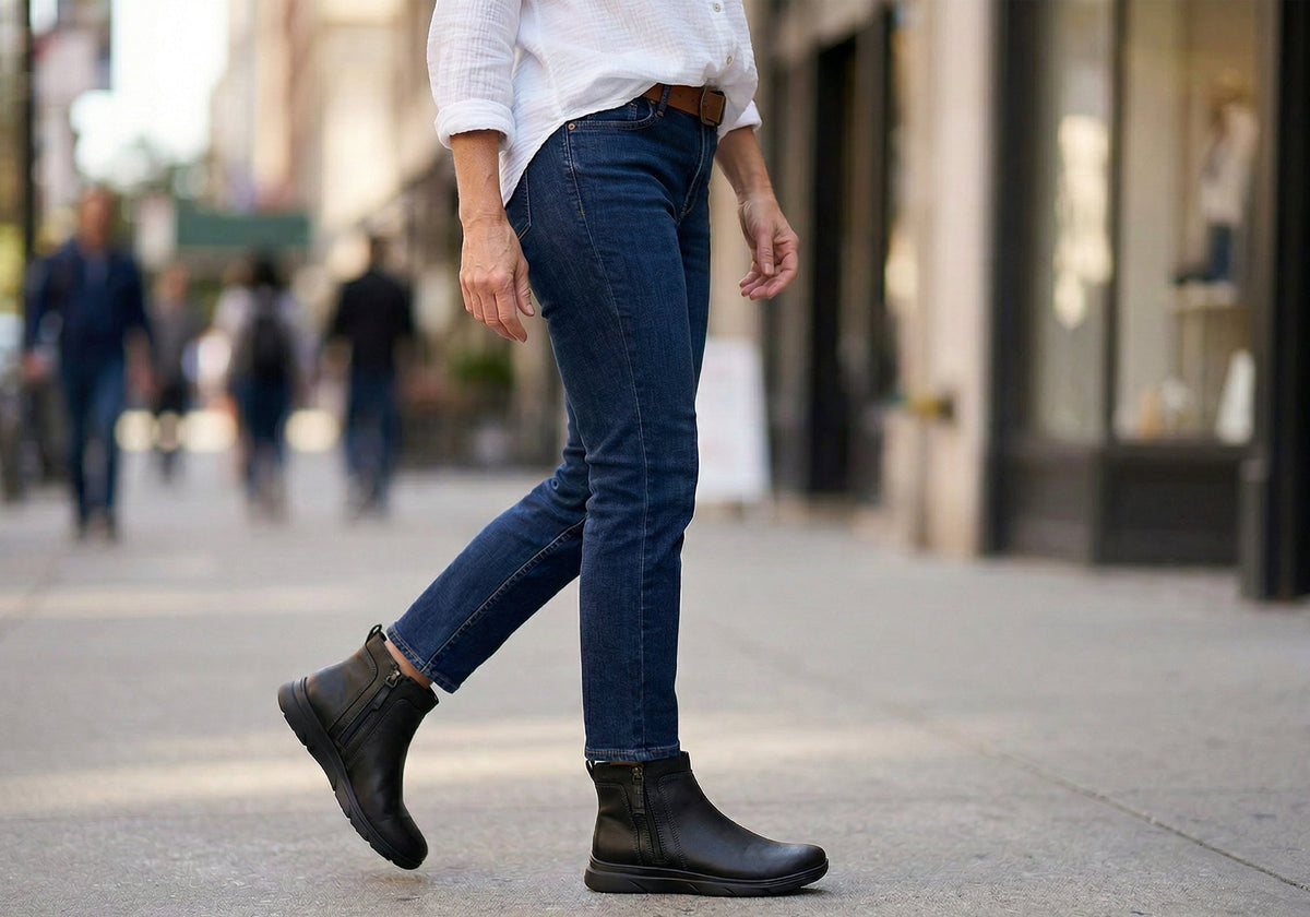 Maxine Womens Comfortable Wide Fit Leather Ankle Boots