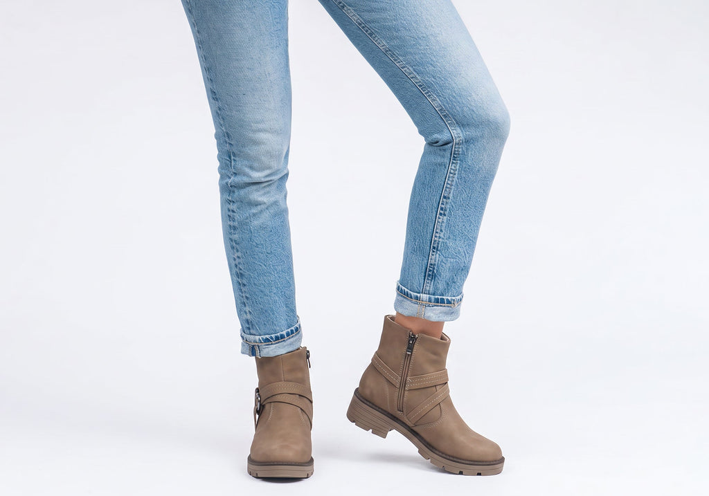 Bianka Womens Comfortable Brazilian Low Heel Ankle Boots