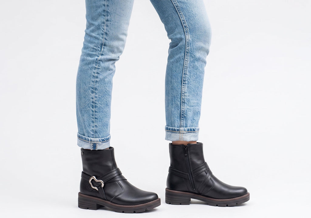 Bianka Womens Comfortable Brazilian Low Heel Ankle Boots