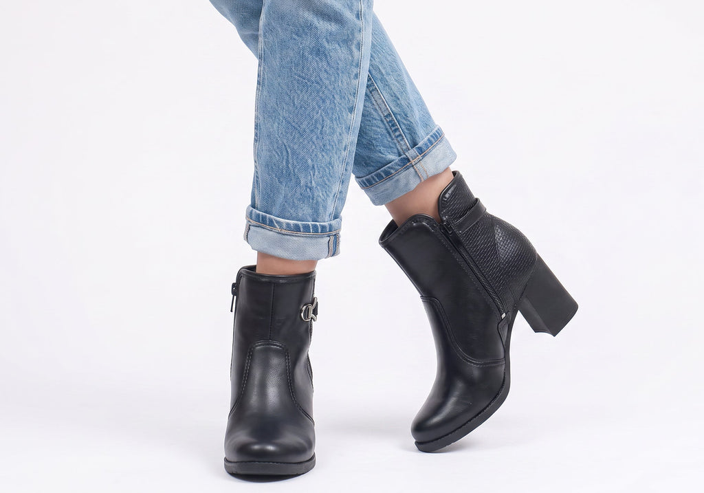Cynthia Womens Comfortable Brazilian Heeled Ankle Boots
