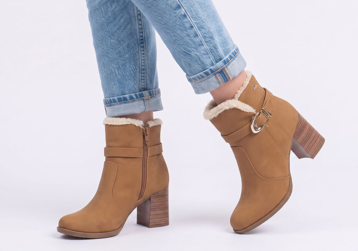 Diane Womens Comfortable Brazilian Heeled Ankle Boots