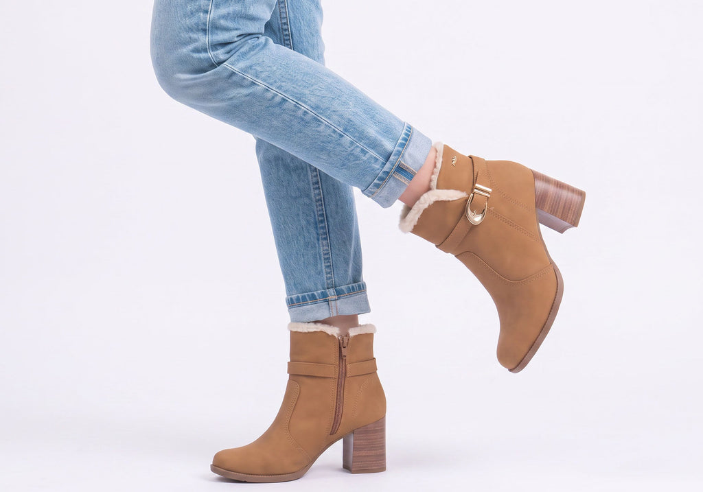Diane Womens Comfortable Brazilian Heeled Ankle Boots