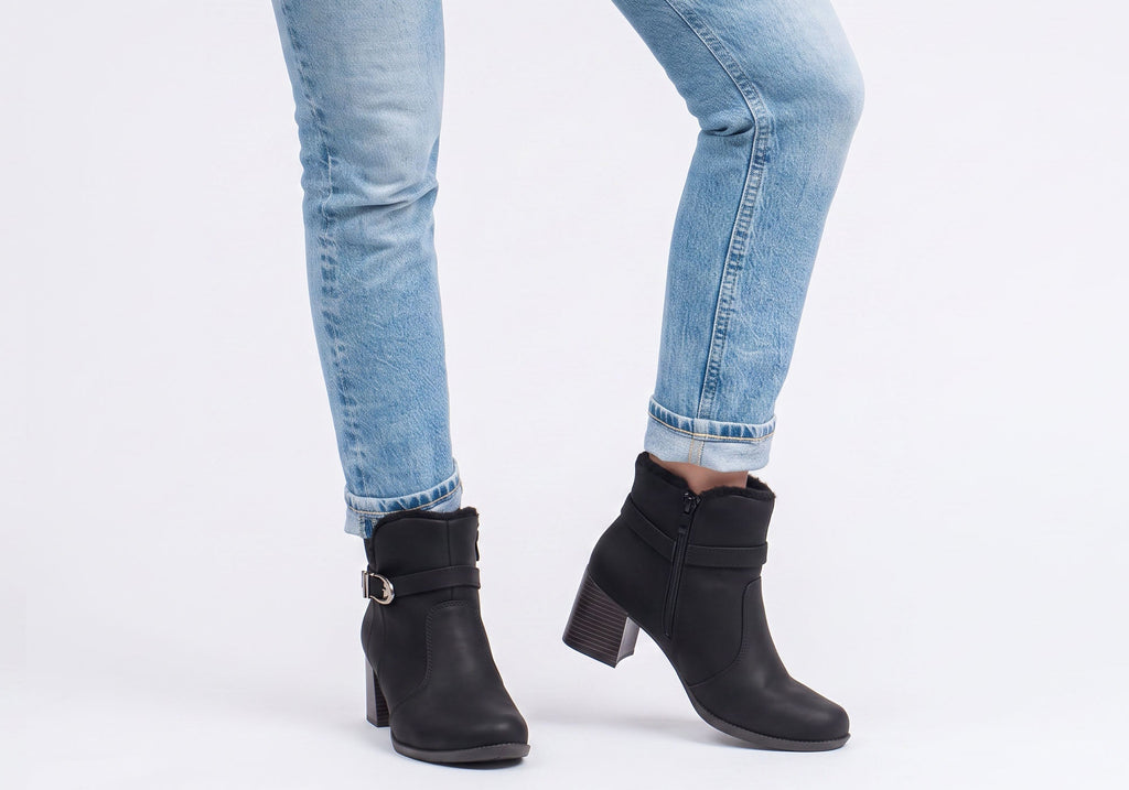 Diane Womens Comfortable Brazilian Heeled Ankle Boots