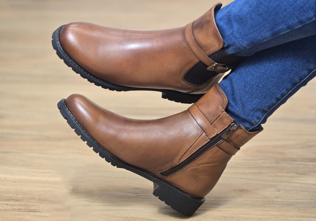 Hampton Womens European Comfortable Leather Ankle Boots