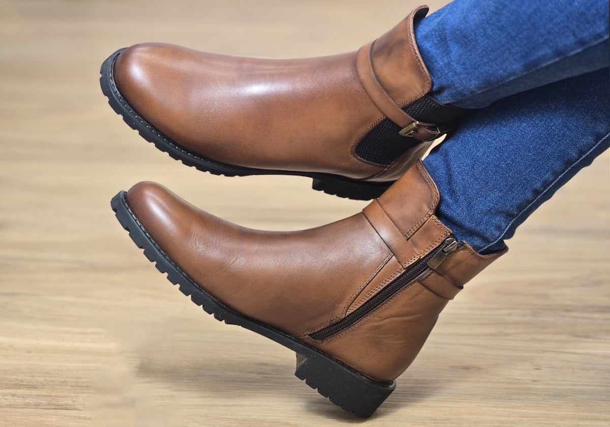 Hampton Womens European Comfortable Leather Ankle Boots