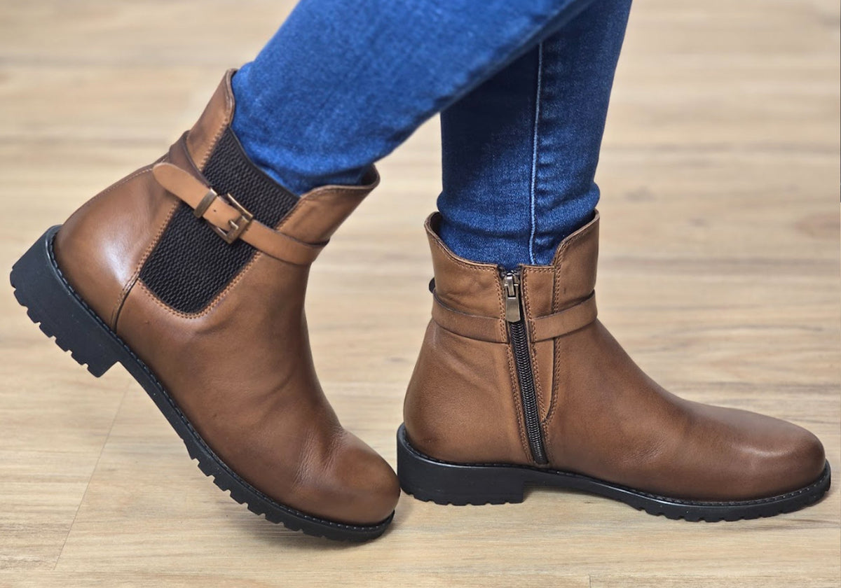 Hampton Womens European Comfortable Leather Ankle Boots