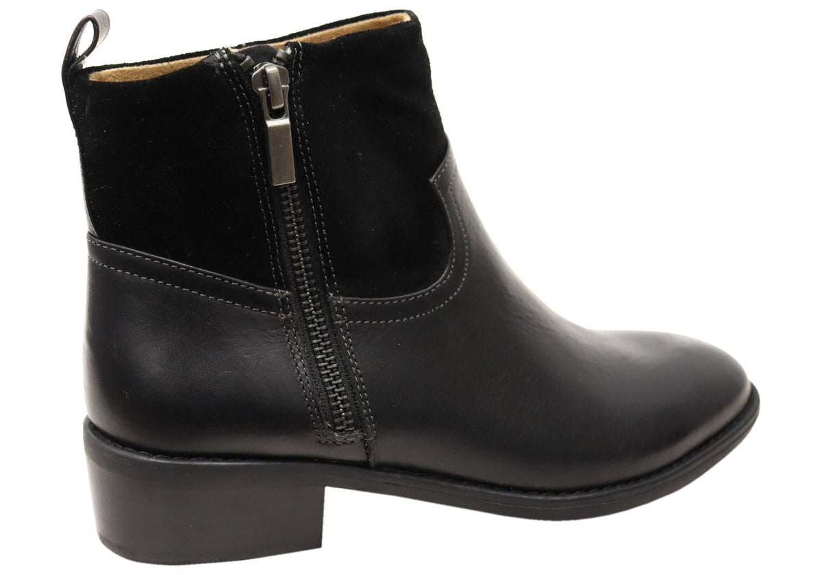 Carter Womens Wide Fit Comfortable Leather Ankle Boots