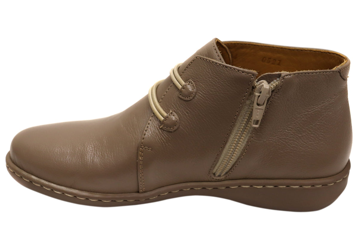 Willow Womens Comfortable Brazilian Leather Ankle Boots