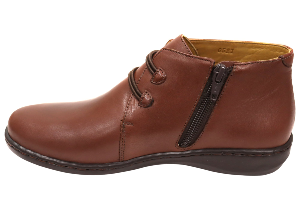 Willow Womens Comfortable Brazilian Leather Ankle Boots