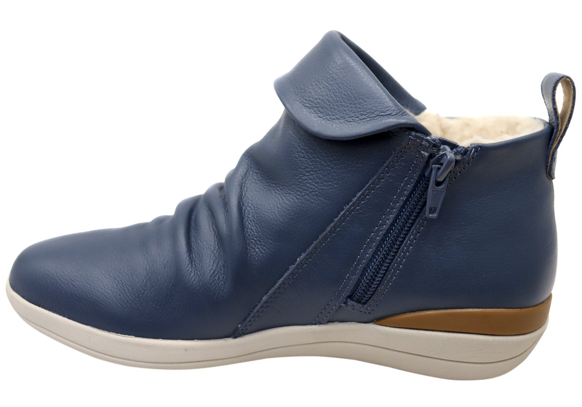 Glee Womens Comfortable Supportive Leather Ankle Boots