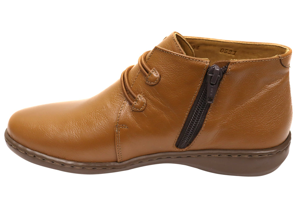 Willow Womens Comfortable Brazilian Leather Ankle Boots