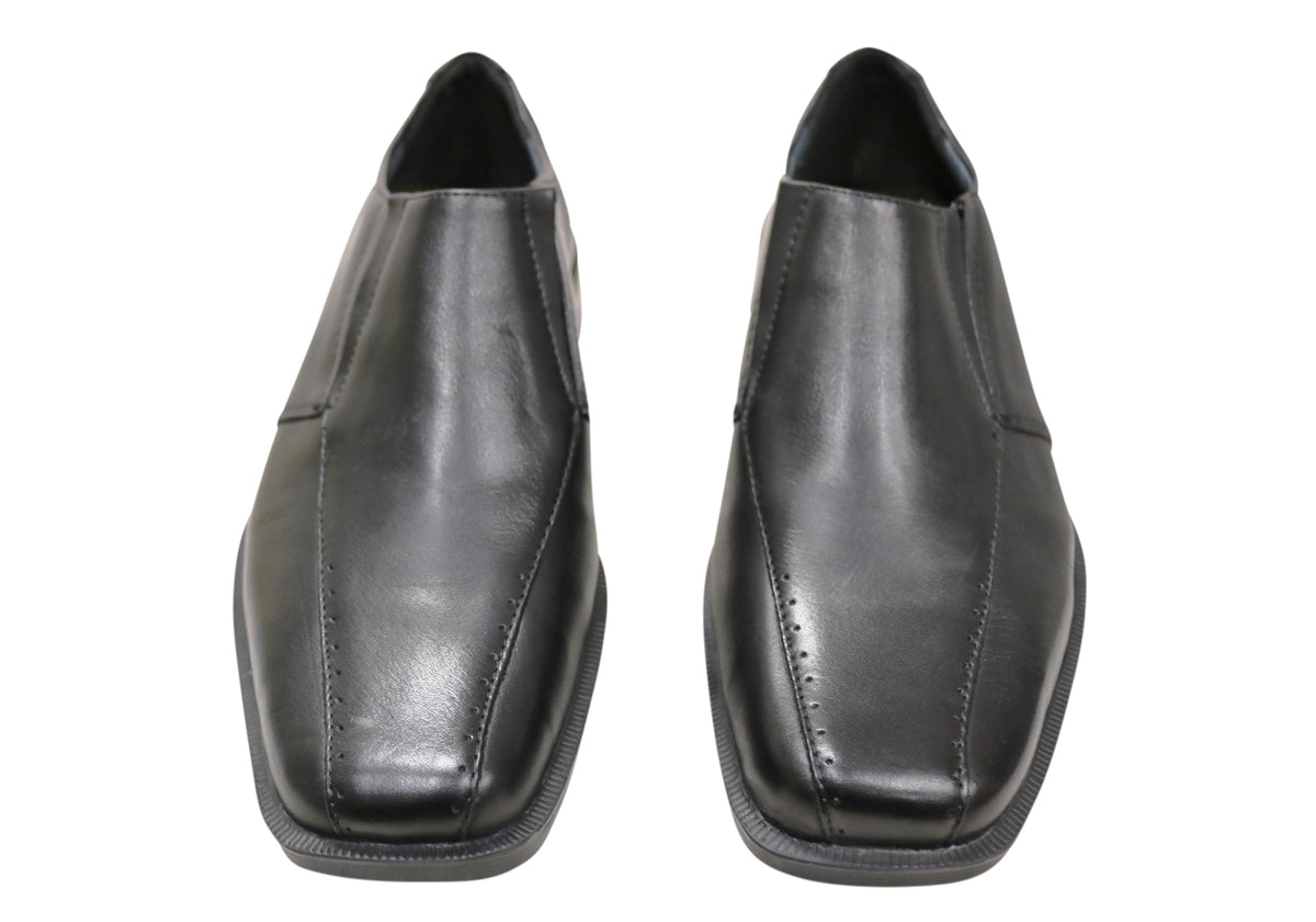 Hugh Mens Comfortable Leather Slip On Dress Shoes