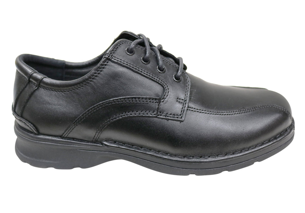 Lithgow Mens Leather Extra Wide Fit Comfortable Lace Up Shoes