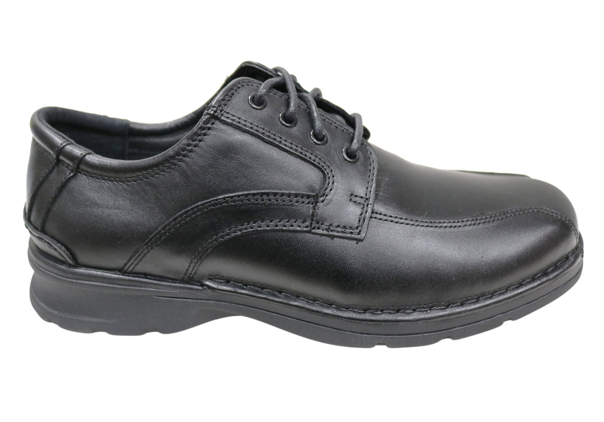 Lithgow Mens Leather Extra Wide Fit Comfortable Lace Up Shoes