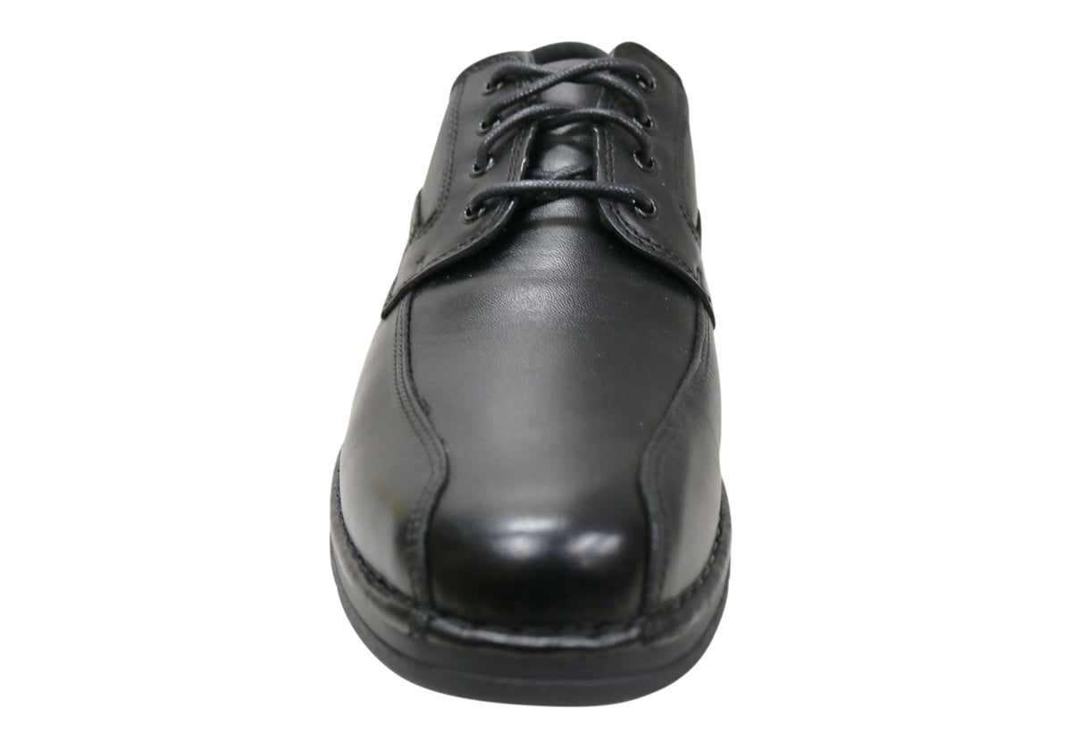 Lithgow Mens Leather Extra Wide Fit Comfortable Lace Up Shoes