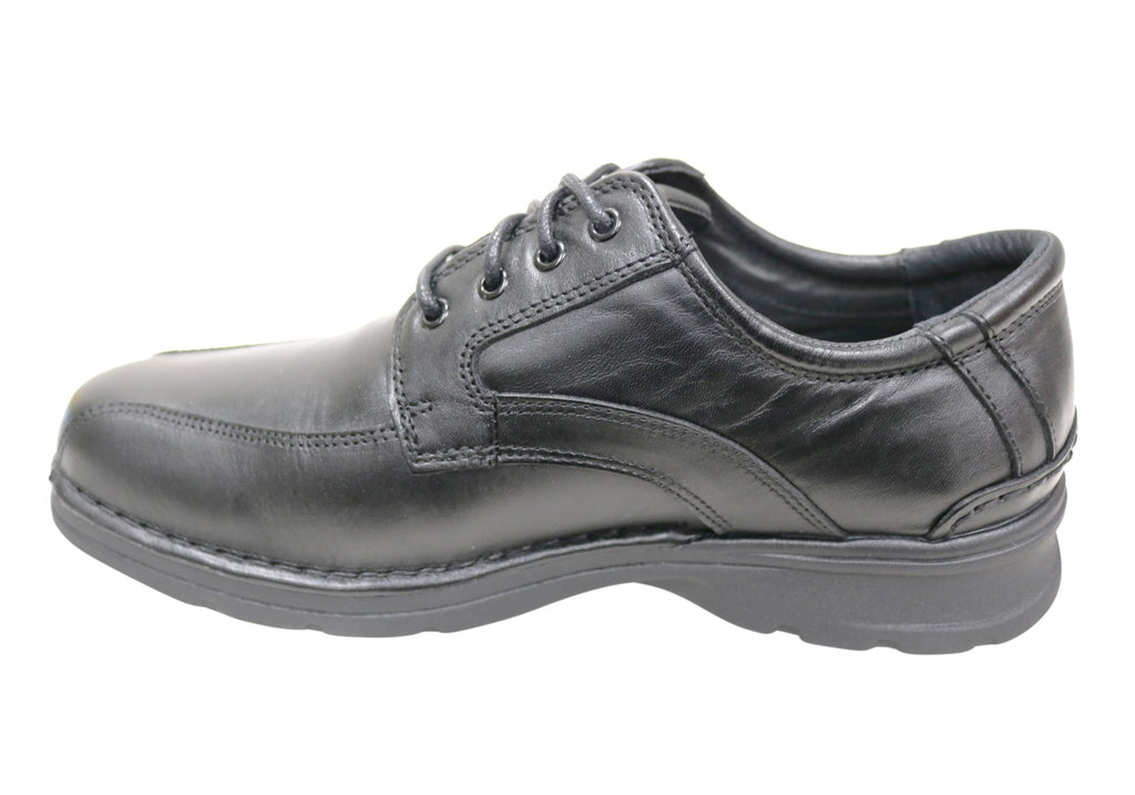 Lithgow Mens Leather Extra Wide Fit Comfortable Lace Up Shoes