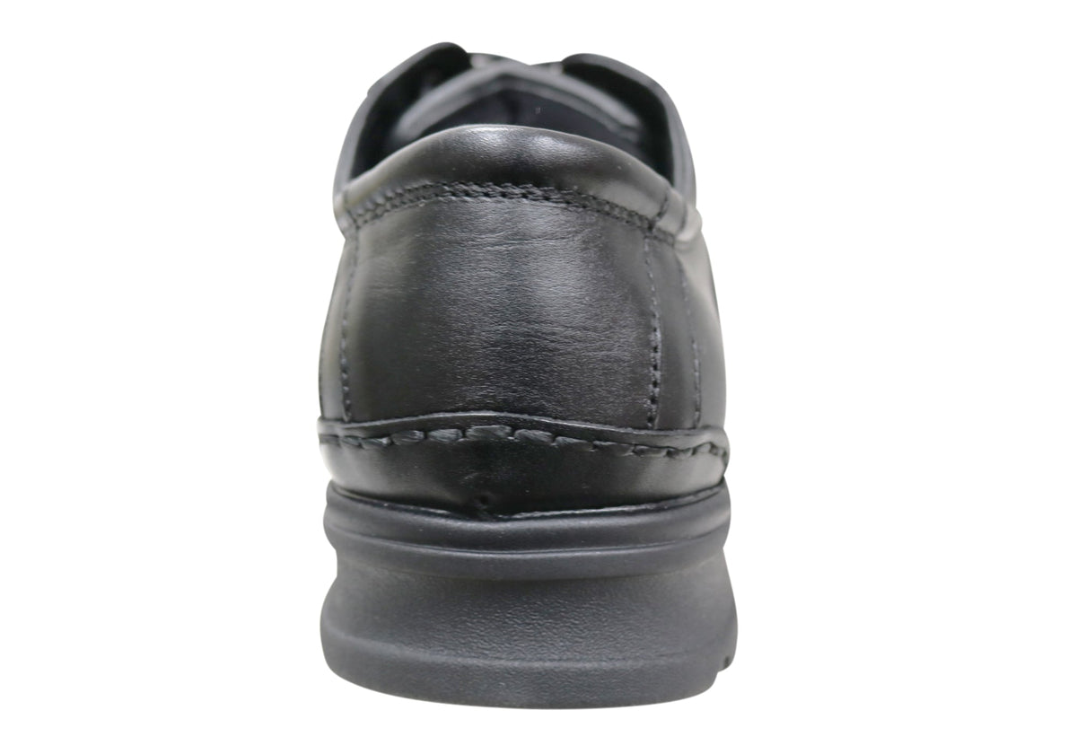 Lithgow Mens Leather Extra Wide Fit Comfortable Lace Up Shoes