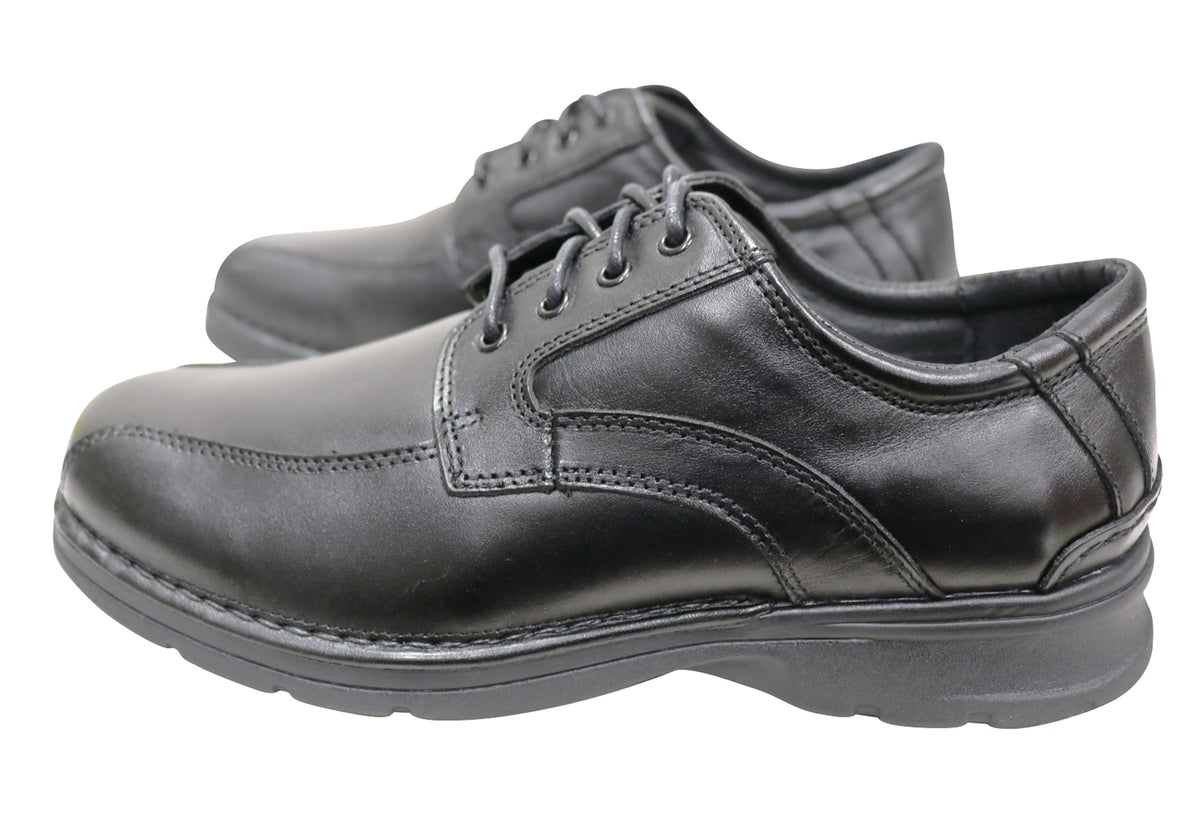 Lithgow Mens Leather Extra Wide Fit Comfortable Lace Up Shoes
