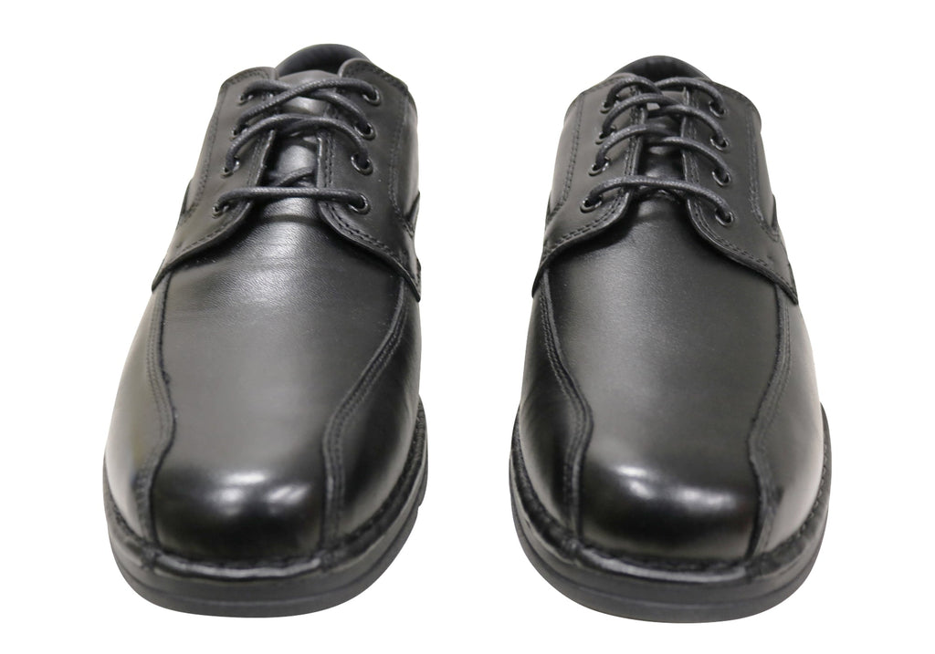 Lithgow Mens Leather Extra Wide Fit Comfortable Lace Up Shoes