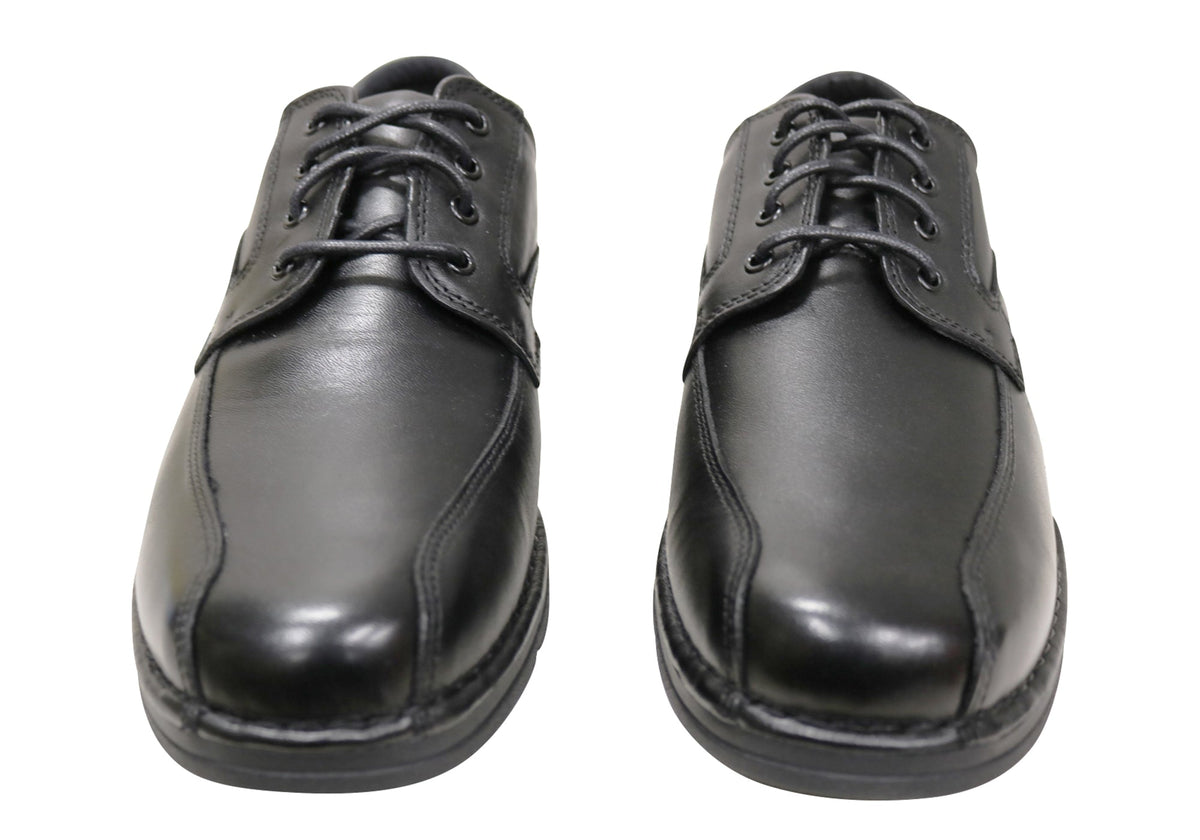 Lithgow Mens Leather Extra Wide Fit Comfortable Lace Up Shoes