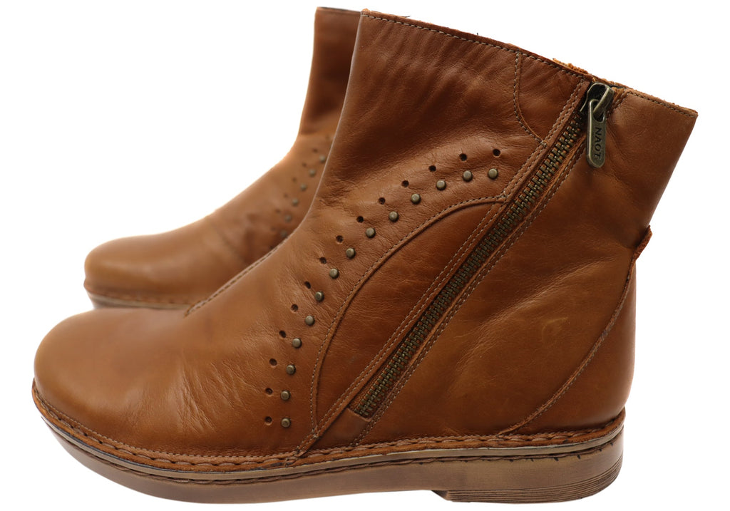 Cetona Womens Wide Leather Comfortable Supportive Ankle Boots