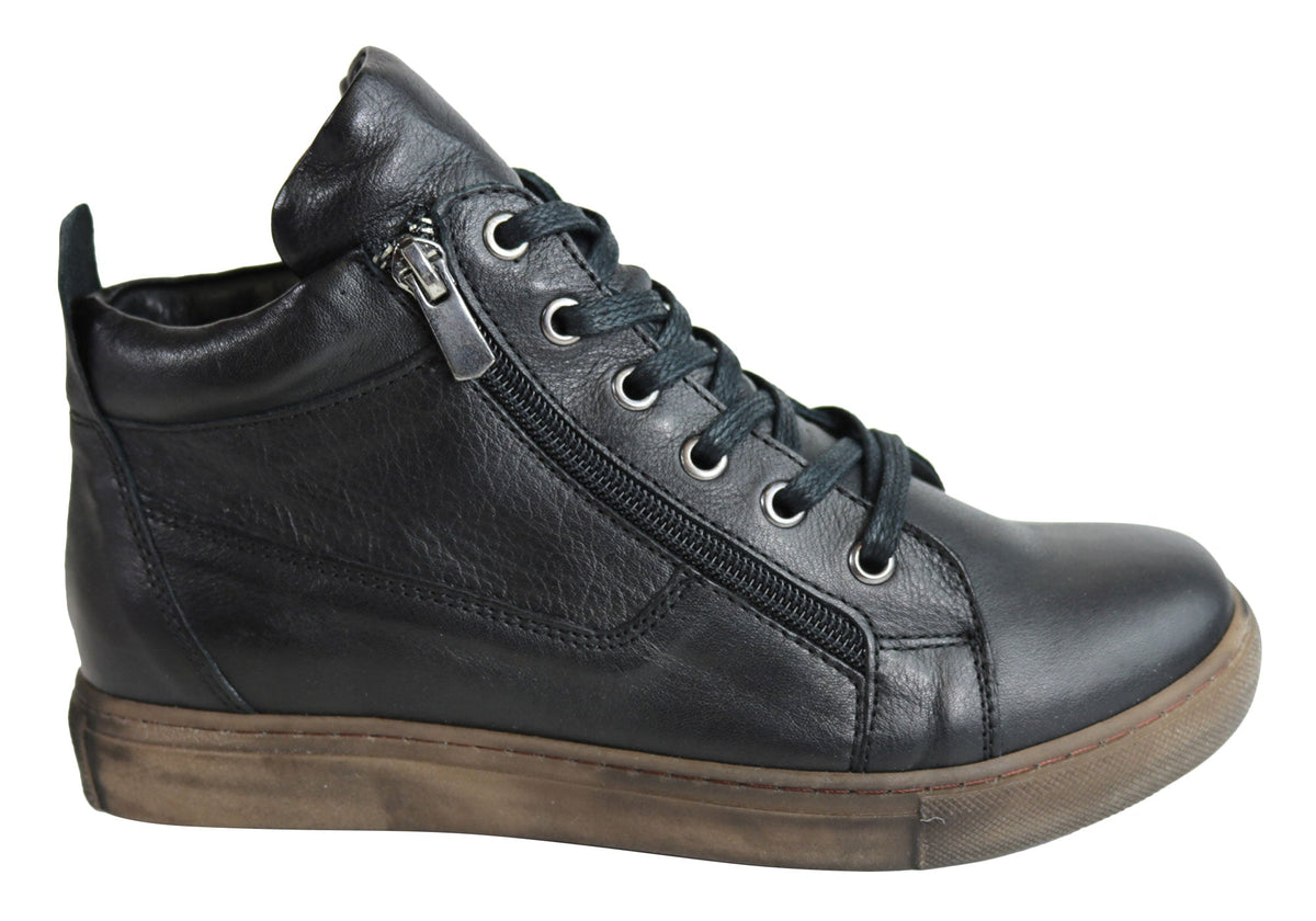 EG1570 Womens Flat Leather European Ankle Boots