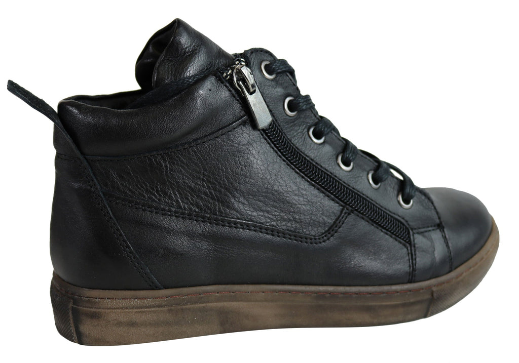 EG1570 Womens Flat Leather European Ankle Boots